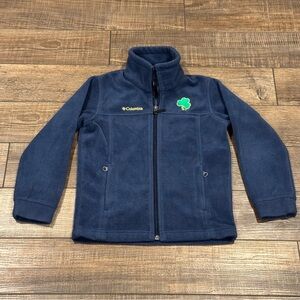 Columbia Notre Dame Full Zip Fleece Sweater Kids Size XS (6/7) Rare Shamrock